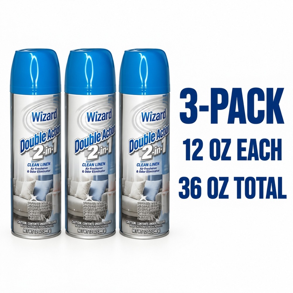 Wizard 2-in-1 Smoke Odor Eliminator Air Freshener Clean Linen 12 oz 3-Pack - Picture 6 of 6